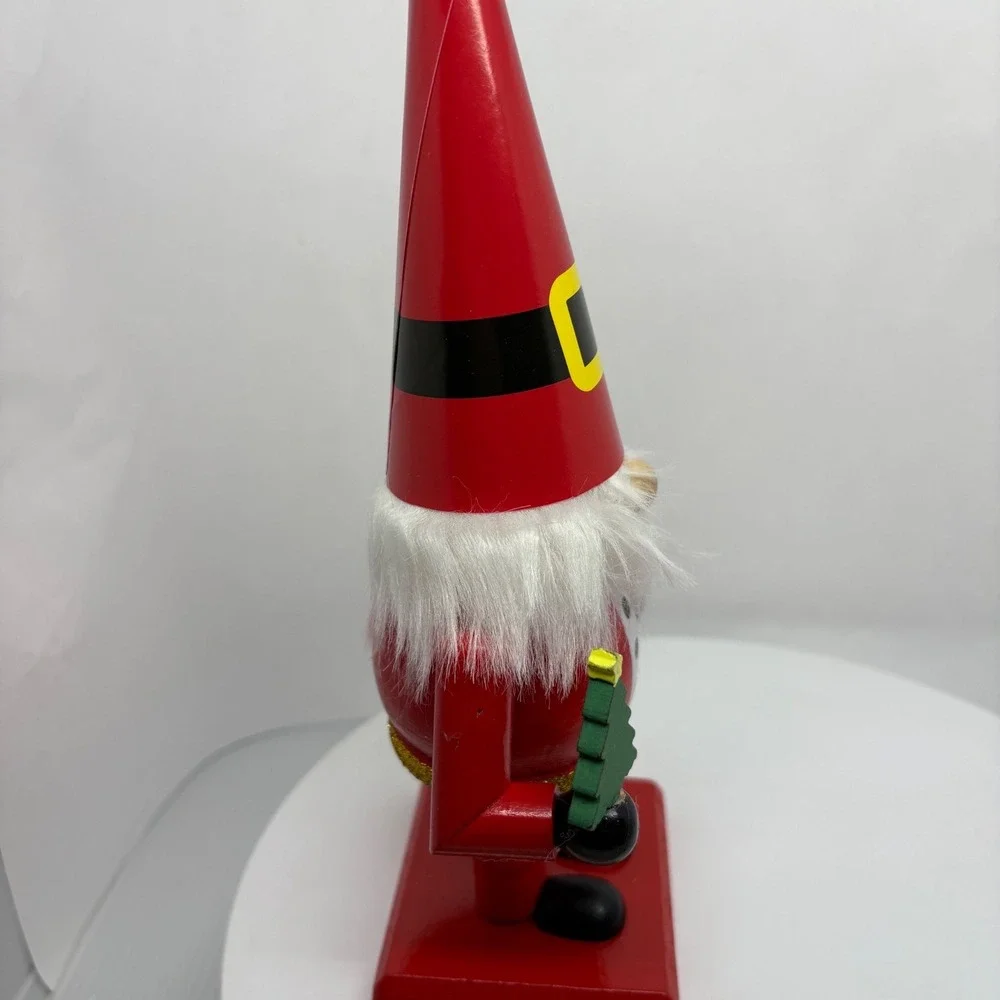 Santa Gnome Nutcracker Style Christmas Decor Festive Holiday‎ Figurine with Tree